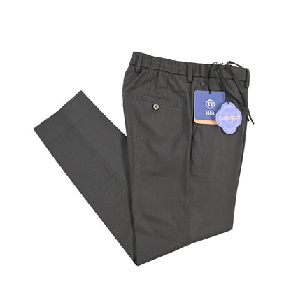 GTA “DAVIDE” ヴァージンウール混ポリエステル ノータックイージーパンツ / COMFORT FIT グレー 48 | GUARDAROBA MILANO OFFICIAL STORE