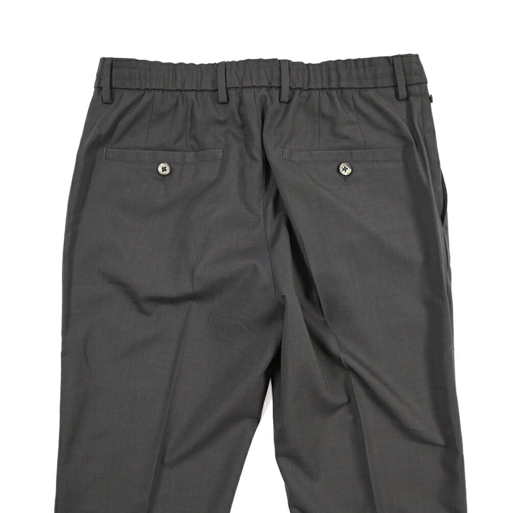 GTA “DAVIDE” ヴァージンウール混ポリエステル ノータックイージーパンツ / COMFORT FIT グレー 48 | GUARDAROBA MILANO OFFICIAL STORE