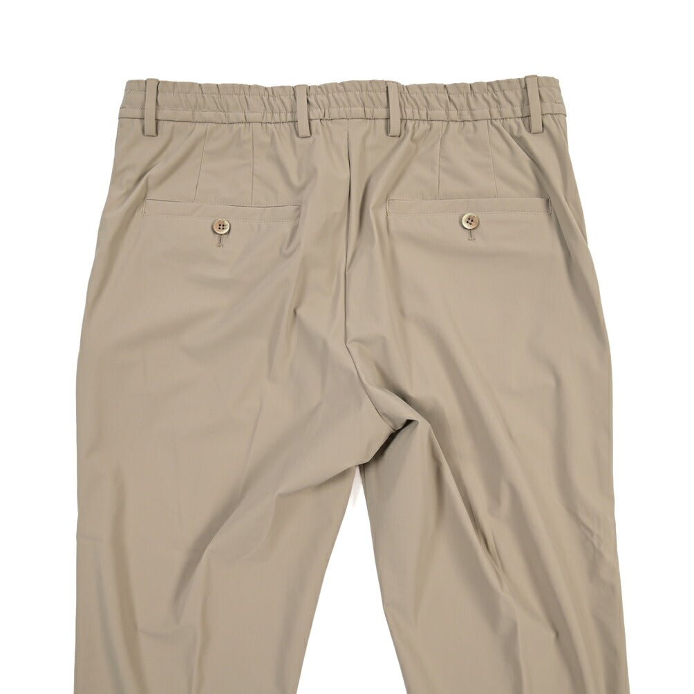 GTA “DAVIDE” ストレッチポリエステル ノータックドローコードパンツ / COMFORT FIT ベージュ 50 | GUARDAROBA MILANO OFFICIAL STORE