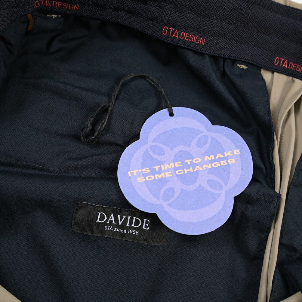 GTA “DAVIDE” ストレッチポリエステル ノータックドローコードパンツ / COMFORT FIT ベージュ 50 | GUARDAROBA MILANO OFFICIAL STORE