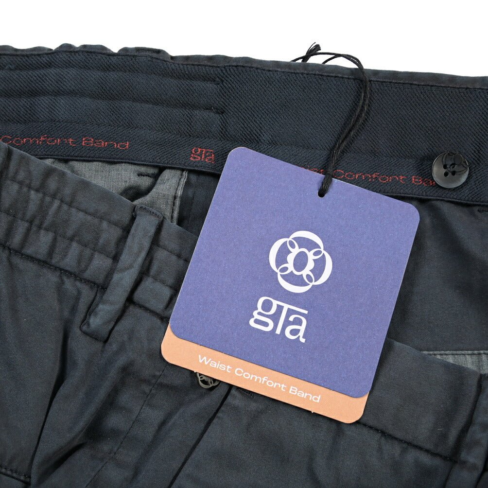GTA “DAVIDE” リヨセル混コットン ノータックイージーパンツ / COMFORT FIT ネイビー 46 | GUARDAROBA MILANO OFFICIAL STORE