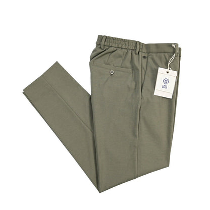 GTA “DAVIDE” ポリアミド混コットン ノータックイージーパンツ / COMFORT FIT カーキグリーン 48 | GUARDAROBA MILANO OFFICIAL STORE