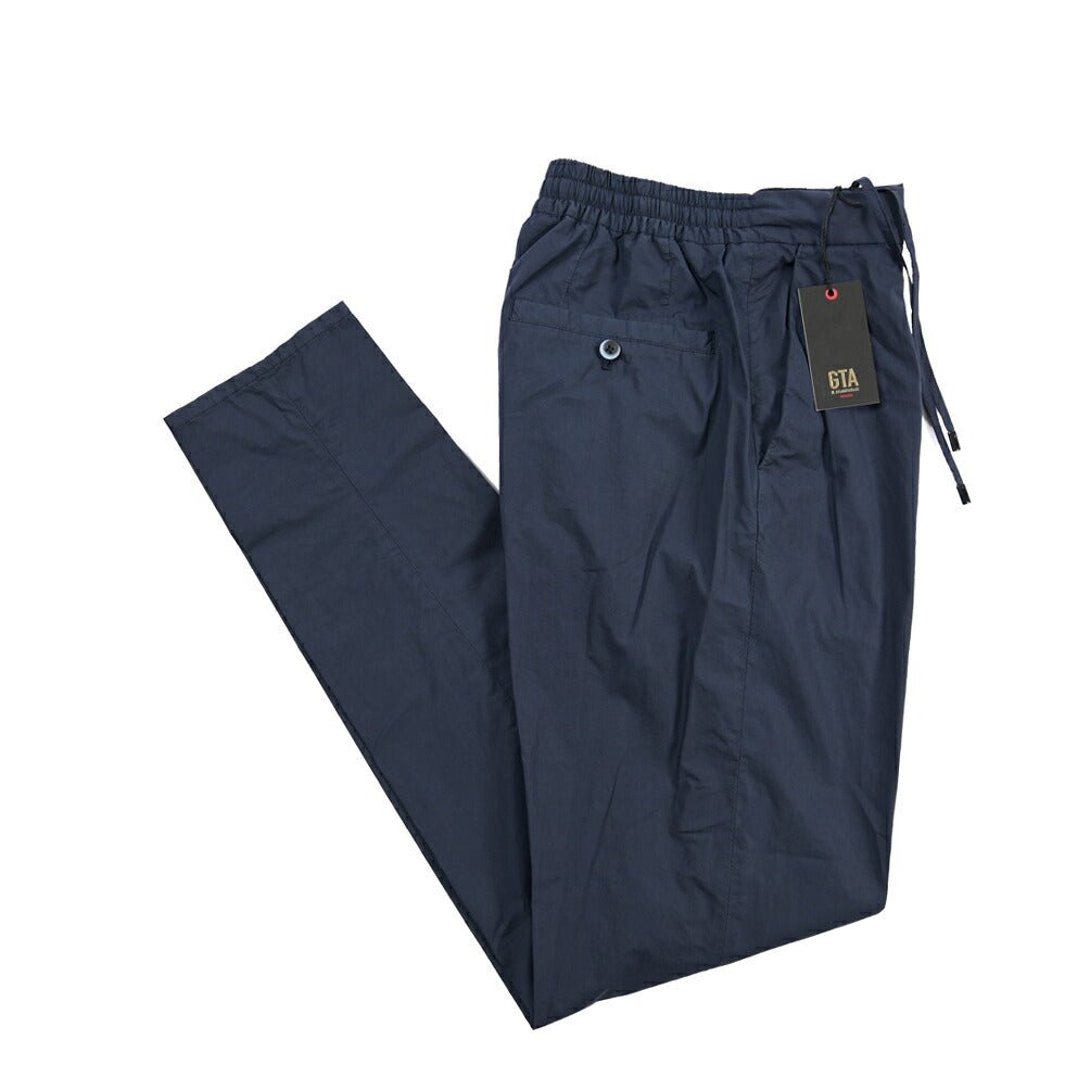 GTA “DAVIDE” ストレッチコットン ワンタックイージーパンツ / COMFORT FIT ネイビー 44 | GUARDAROBA MILANO OFFICIAL STORE