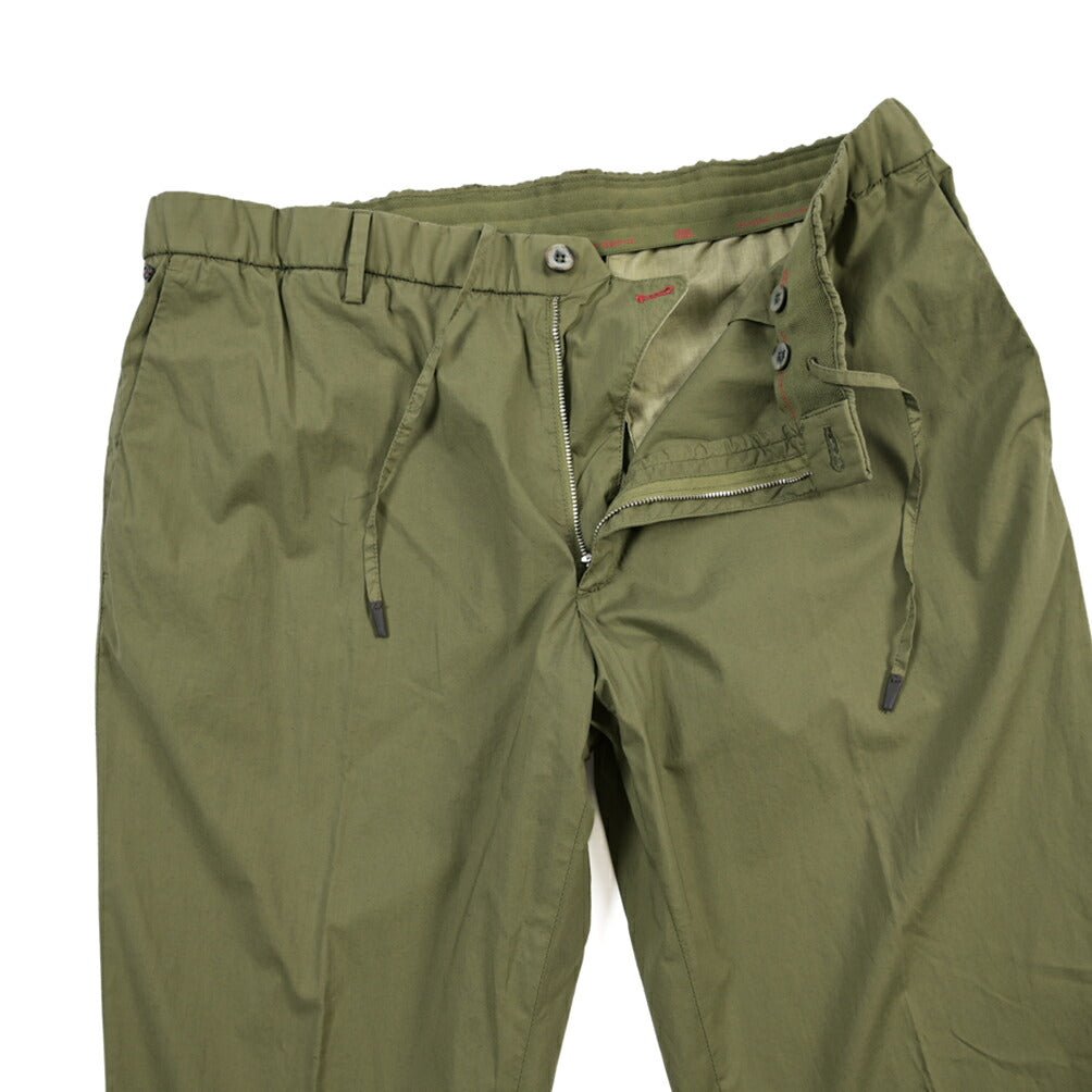 GTA “DAVIDE” ストレッチコットン ノータックイージーパンツ / COMFORT FIT カーキグリーン 56 | GUARDAROBA MILANO OFFICIAL STORE