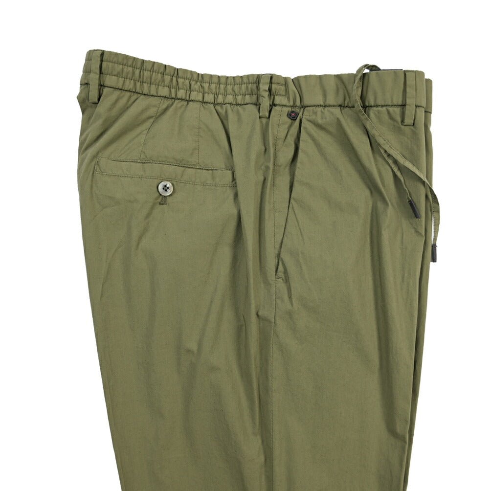 GTA “DAVIDE” ストレッチコットン ノータックイージーパンツ / COMFORT FIT カーキグリーン 56 | GUARDAROBA MILANO OFFICIAL STORE