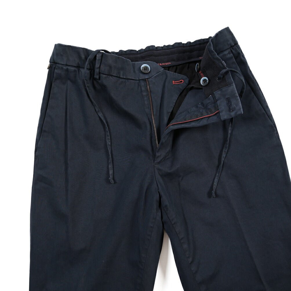 GTA “DAVIDE” リヨセル混コットン ノータックイージーパンツ / COMFORT FIT ネイビー 46 | GUARDAROBA MILANO OFFICIAL STORE