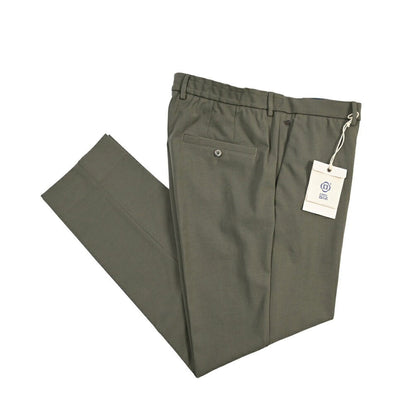 GTA “DAVIDE” ナイロン混コットン ノータックイージーパンツ / COMFORT FIT カーキグリーン 54 | GUARDAROBA MILANO OFFICIAL STORE