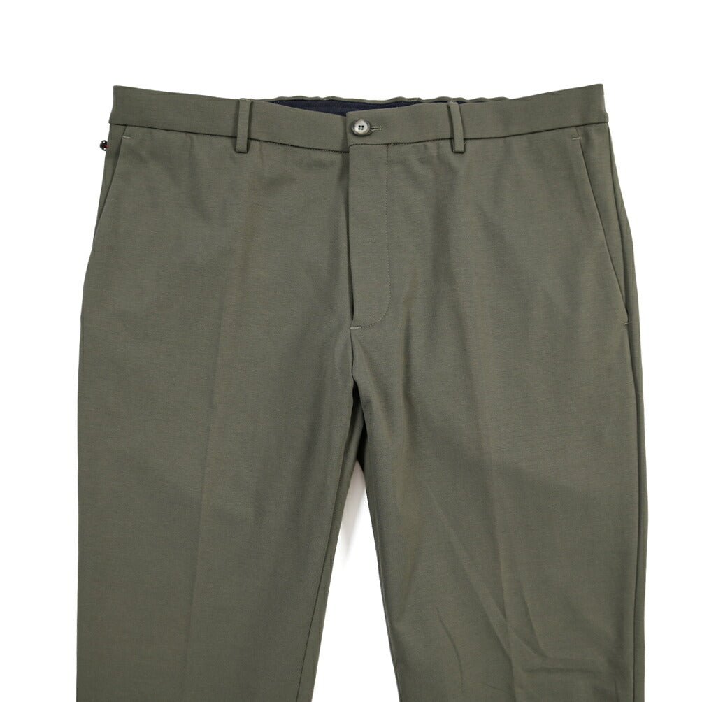 GTA “DAVIDE” ナイロン混コットン ノータックイージーパンツ / COMFORT FIT カーキグリーン 54 | GUARDAROBA MILANO OFFICIAL STORE