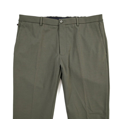 GTA “DAVIDE” ナイロン混コットン ノータックイージーパンツ / COMFORT FIT カーキグリーン 54 | GUARDAROBA MILANO OFFICIAL STORE