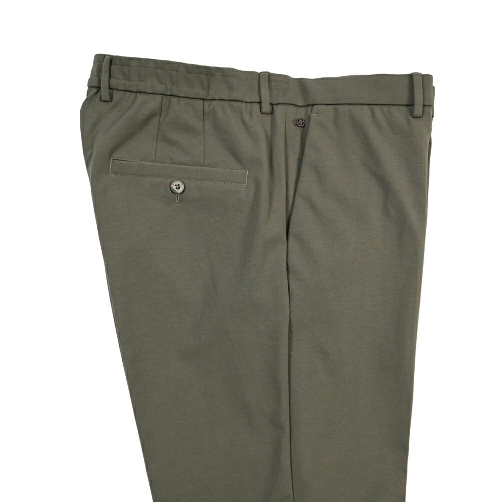 GTA “DAVIDE” ナイロン混コットン ノータックイージーパンツ / COMFORT FIT カーキグリーン 54 | GUARDAROBA MILANO OFFICIAL STORE