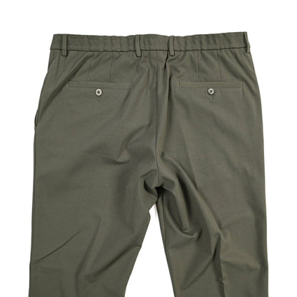 GTA “DAVIDE” ナイロン混コットン ノータックイージーパンツ / COMFORT FIT カーキグリーン 54 | GUARDAROBA MILANO OFFICIAL STORE