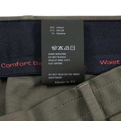 GTA “DAVIDE” ナイロン混コットン ノータックイージーパンツ / COMFORT FIT カーキグリーン 54 | GUARDAROBA MILANO OFFICIAL STORE