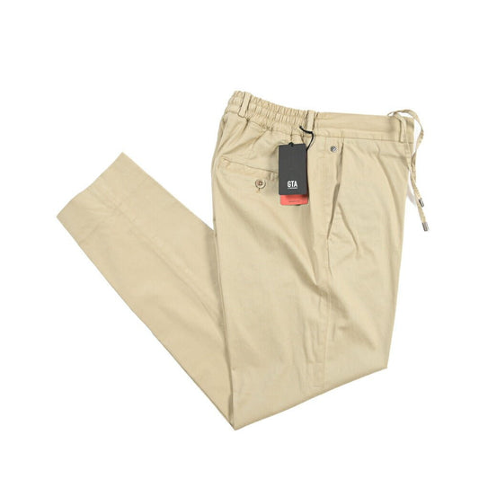 GTA “DAVIDE DE” リヨセル混コットン ドローコード付きイージーパンツ / REGULAR FIT ベージュ 46 | GUARDAROBA MILANO OFFICIAL STORE