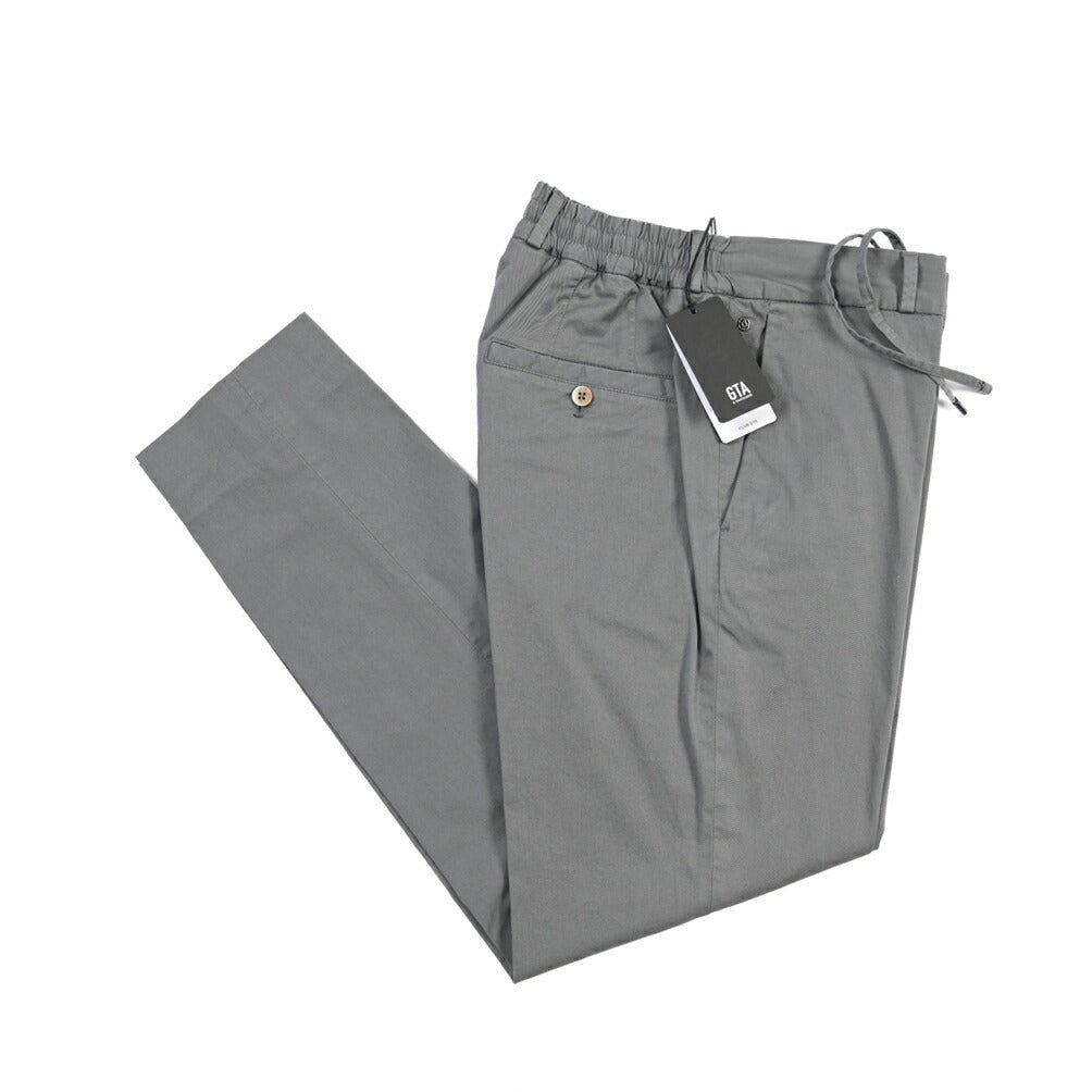 GTA “DAVIDE DE” リヨセル混コットン ドローコード付きイージーパンツ / REGULAR FIT グレー 44 | GUARDAROBA MILANO OFFICIAL STORE