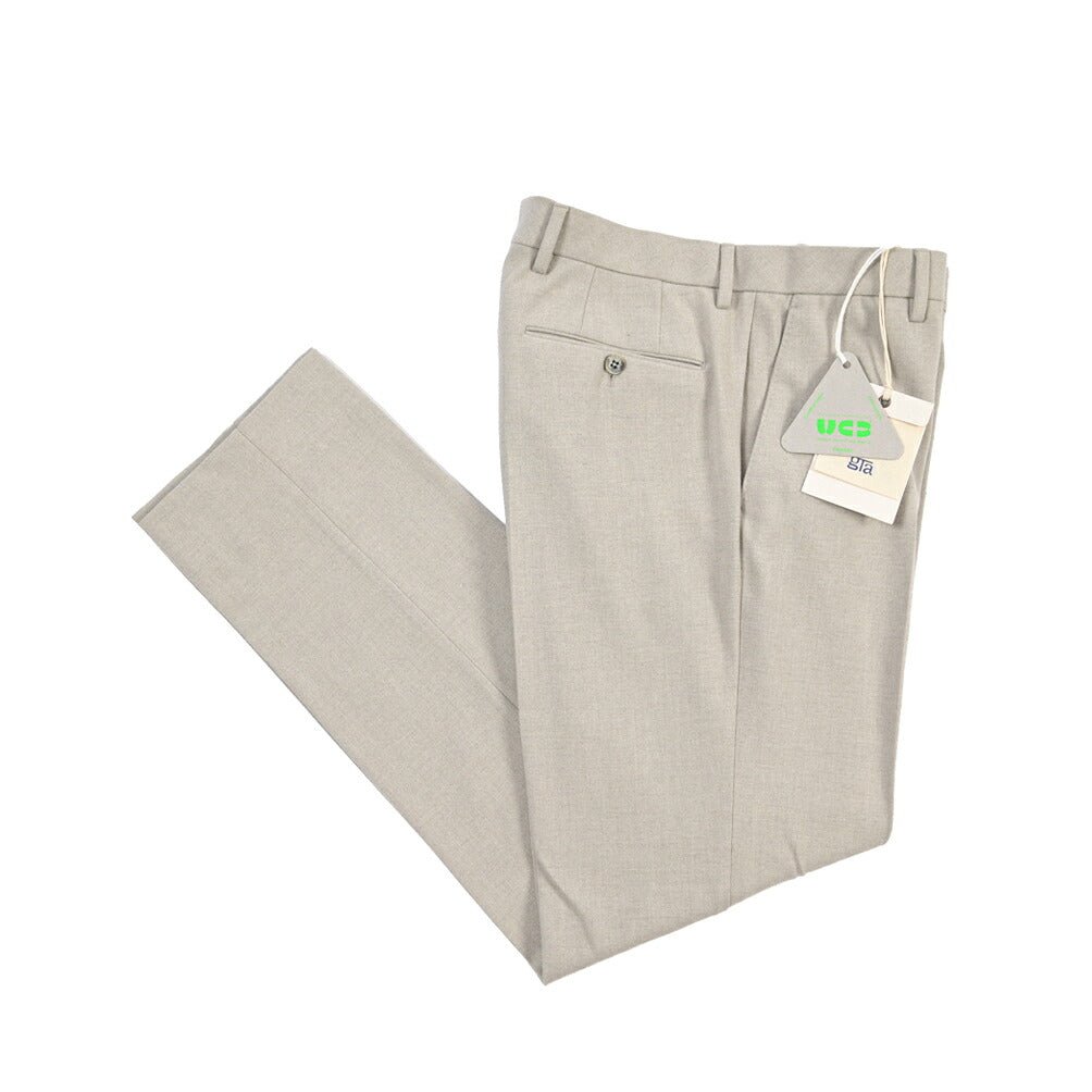 GTA “FEDERICO REGULAR” レーヨン混ポリエステル ノータックパンツ ベージュ 48 | GUARDAROBA MILANO OFFICIAL STORE