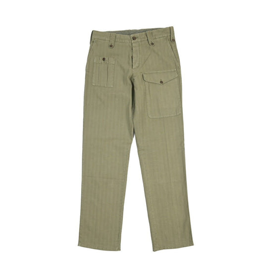 GTA “GIACOMO” リネン混コットン ヘリンボーンカーゴパンツ / COMFORT / メンズ カーキグリーン 46 | GUARDAROBA MILANO OFFICIAL STORE