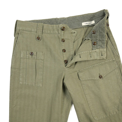 GTA “GIACOMO” リネン混コットン ヘリンボーンカーゴパンツ / COMFORT / メンズ カーキグリーン 46 | GUARDAROBA MILANO OFFICIAL STORE