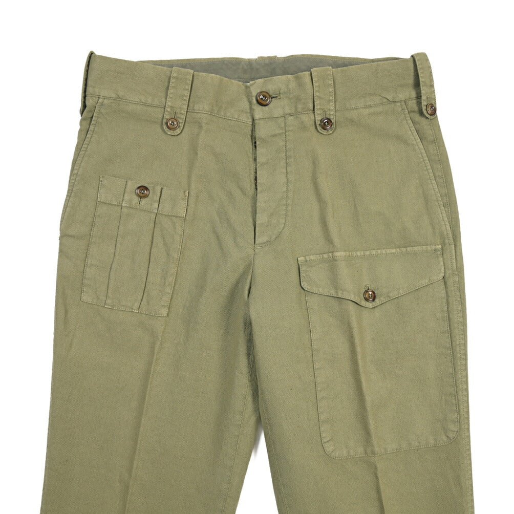 GTA “GIACOMO” リネン混コットン ノータックカーゴパンツ / COMFORT / メンズ カーキグリーン 46 | GUARDAROBA MILANO OFFICIAL STORE