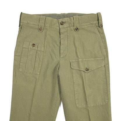 GTA “GIACOMO” リネン混コットン ノータックカーゴパンツ / COMFORT / メンズ カーキグリーン 46 | GUARDAROBA MILANO OFFICIAL STORE