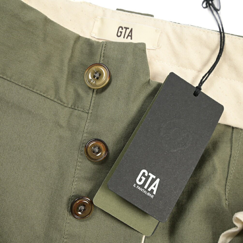GTA “GIACOMO” ストレッチコットン ノータックカーゴパンツ / COMFORT FIT カーキグリーン 46 | GUARDAROBA MILANO OFFICIAL STORE