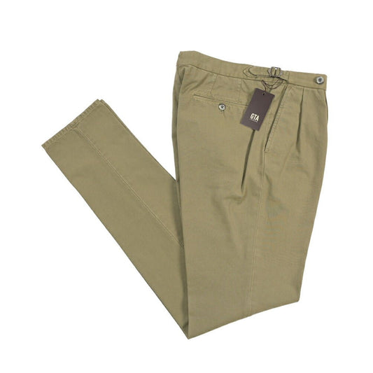GTA “HERRICK” コットン100% ツータックパンツ / COMFORT / メンズ カーキグリーン 46 | GUARDAROBA MILANO OFFICIAL STORE
