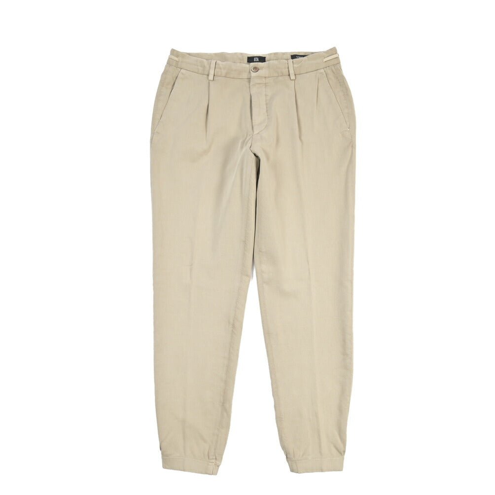GTA “HERRICK JOG NEW” ストレッチコットン ワンタックジョガーパンツ / COMFORT / メンズ ベージュ 46 | GUARDAROBA MILANO OFFICIAL STORE