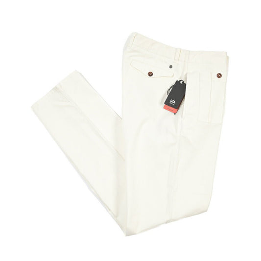 GTA “LORENZO” ストレッチコットン ノータックパンツ / COMFORT / メンズ ホワイト 46 | GUARDAROBA MILANO OFFICIAL STORE