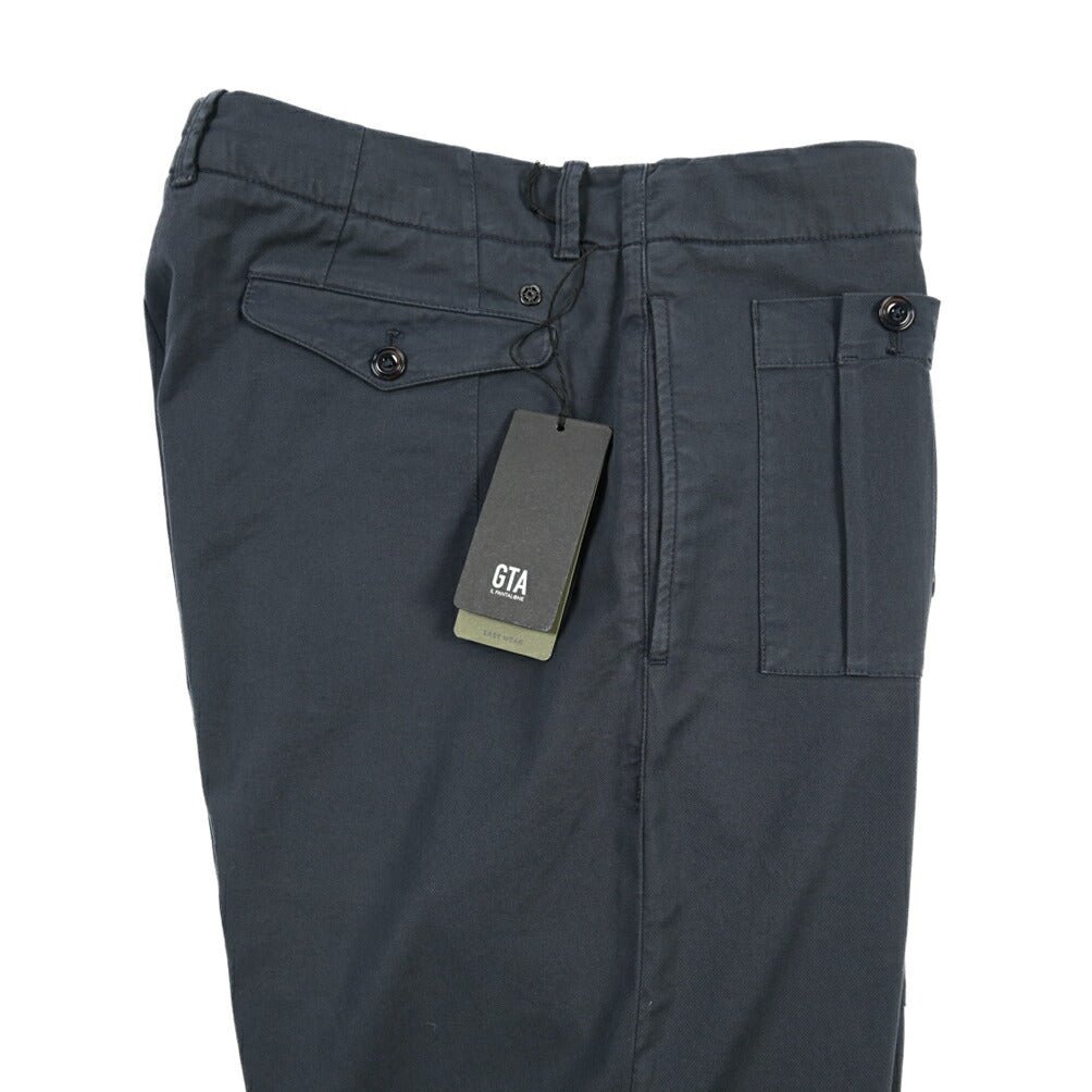 GTA “LORENZO” ストレッチコットン ノータックパンツ / COMFORT FIT ネイビー 46 | GUARDAROBA MILANO OFFICIAL STORE