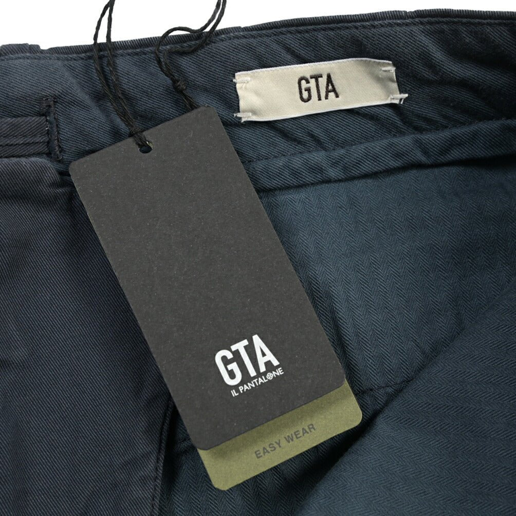 GTA “LORENZO” ストレッチコットン ノータックパンツ / COMFORT FIT ネイビー 46 | GUARDAROBA MILANO OFFICIAL STORE
