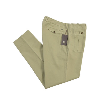 GTA “LORENZO DE” ストレッチコットン ノータックパンツ / COMFORT FIT カーキグリーン 48 | GUARDAROBA MILANO OFFICIAL STORE
