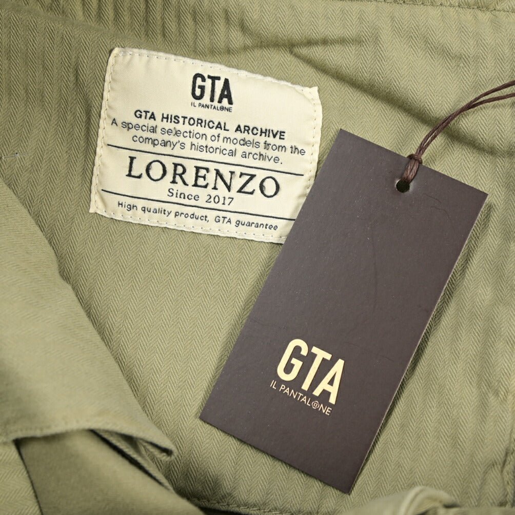 GTA “LORENZO DE” ストレッチコットン ノータックパンツ / COMFORT FIT カーキグリーン 48 | GUARDAROBA MILANO OFFICIAL STORE