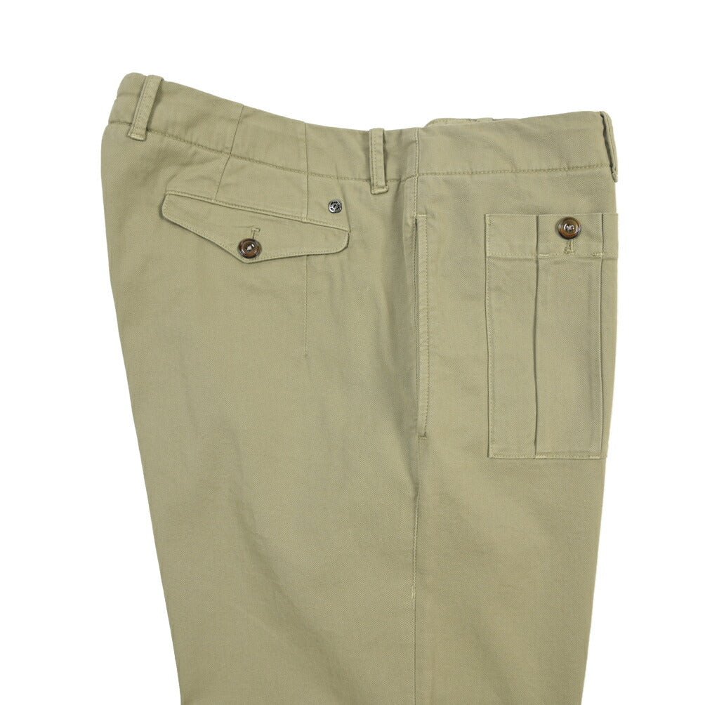 GTA “LORENZO DE” ストレッチコットン ノータックパンツ / COMFORT FIT カーキグリーン 48 | GUARDAROBA MILANO OFFICIAL STORE
