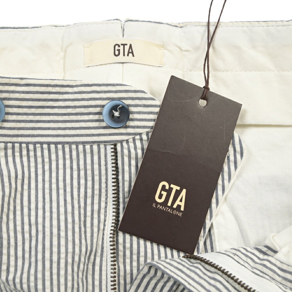 GTA “LUCA” コットン100% シアサッカー レギュラーフィットパンツ グレー 48 | GUARDAROBA MILANO OFFICIAL STORE