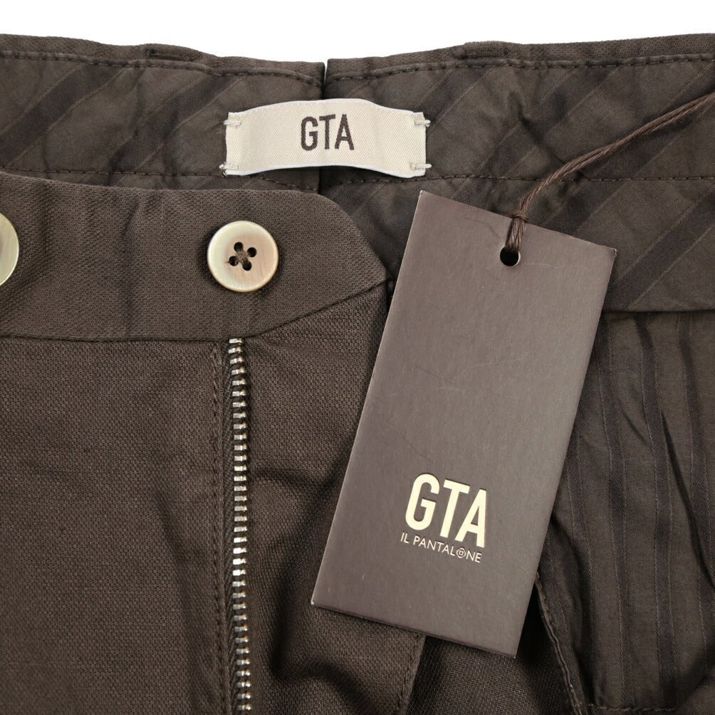GTA “LUCA” リネン混コットン ツータックパンツ / REGULAR FIT ブラウン 46 | GUARDAROBA MILANO OFFICIAL STORE