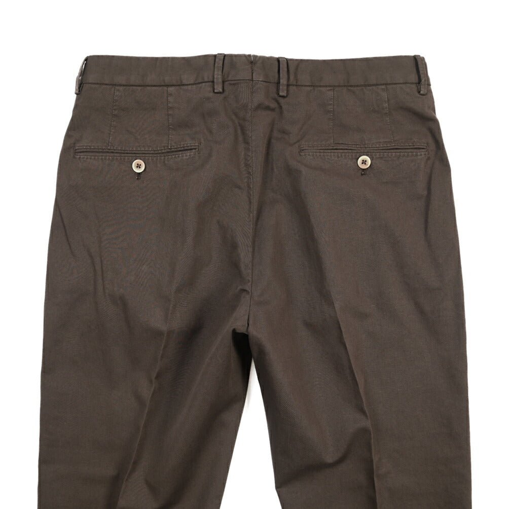 GTA “LUCA” リネン混コットン ツータックパンツ / REGULAR FIT ブラウン 46 | GUARDAROBA MILANO OFFICIAL STORE