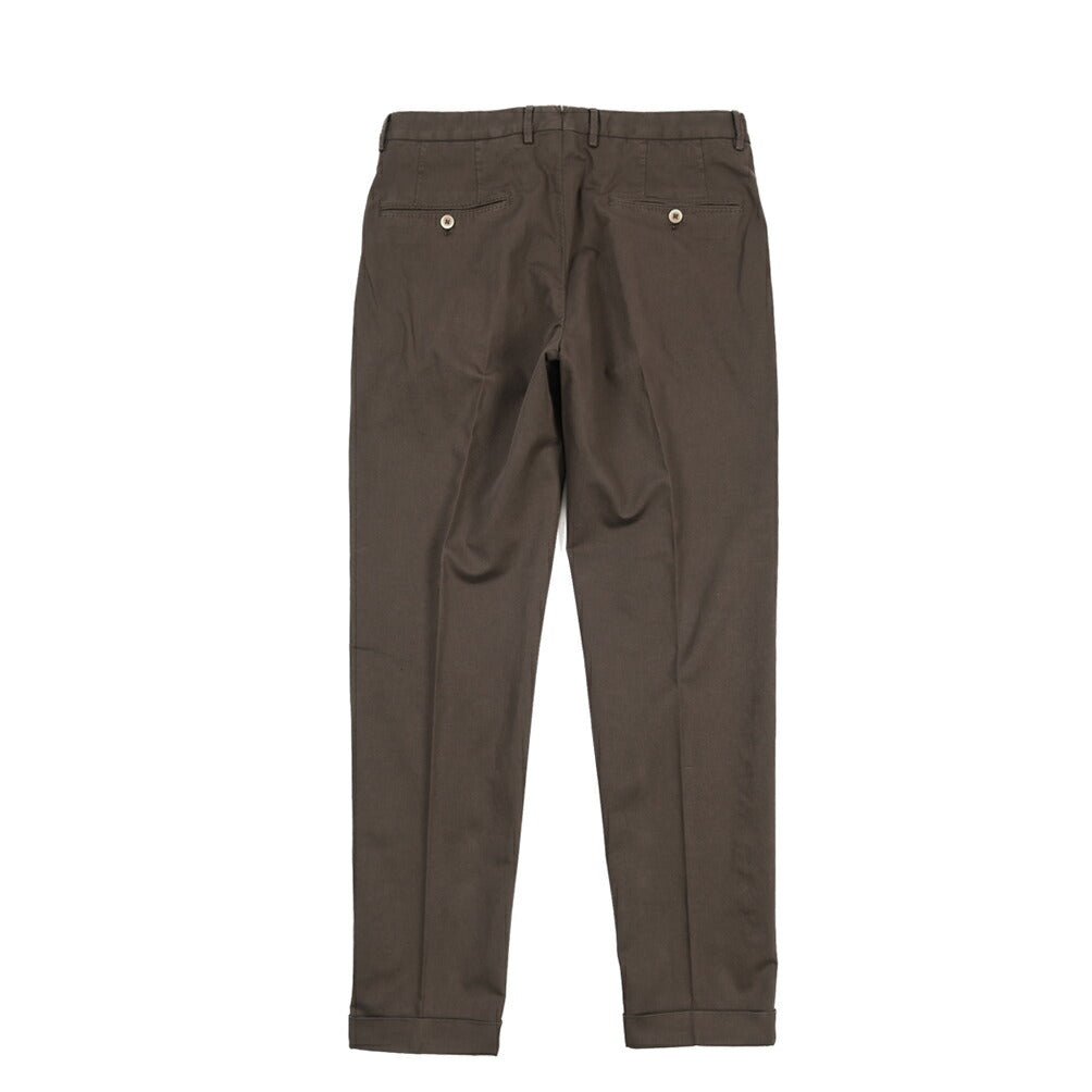 GTA “LUCA” リネン混コットン ツータックパンツ / REGULAR FIT ブラウン 46 | GUARDAROBA MILANO OFFICIAL STORE