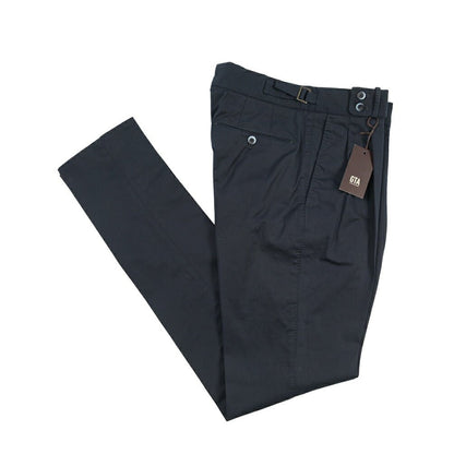 GTA “MAX II” ストレッチコットン ツータックベルトレスパンツ / COMFORT FIT ネイビー 46 | GUARDAROBA MILANO OFFICIAL STORE