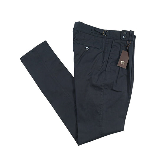 GTA “MAX II” ストレッチコットン ツータックベルトレスパンツ / COMFORT FIT ネイビー 46 | GUARDAROBA MILANO OFFICIAL STORE
