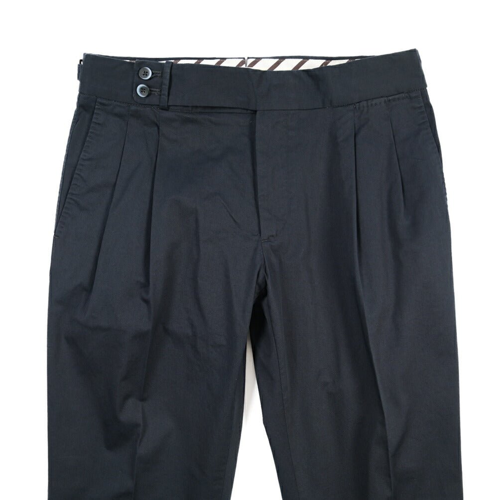 GTA “MAX II” ストレッチコットン ツータックベルトレスパンツ / COMFORT FIT ネイビー 46 | GUARDAROBA MILANO OFFICIAL STORE