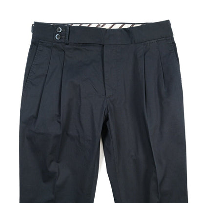 GTA “MAX II” ストレッチコットン ツータックベルトレスパンツ / COMFORT FIT ネイビー 46 | GUARDAROBA MILANO OFFICIAL STORE