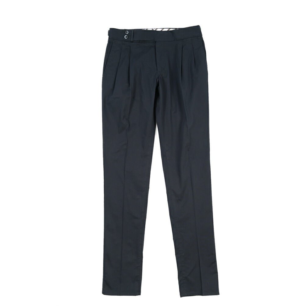 GTA “MAX II” ストレッチコットン ツータックベルトレスパンツ / COMFORT FIT ネイビー 46 | GUARDAROBA MILANO OFFICIAL STORE