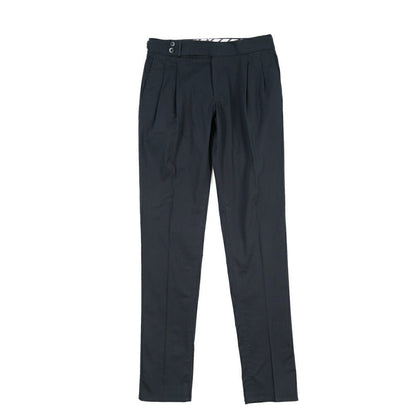 GTA “MAX II” ストレッチコットン ツータックベルトレスパンツ / COMFORT FIT ネイビー 46 | GUARDAROBA MILANO OFFICIAL STORE