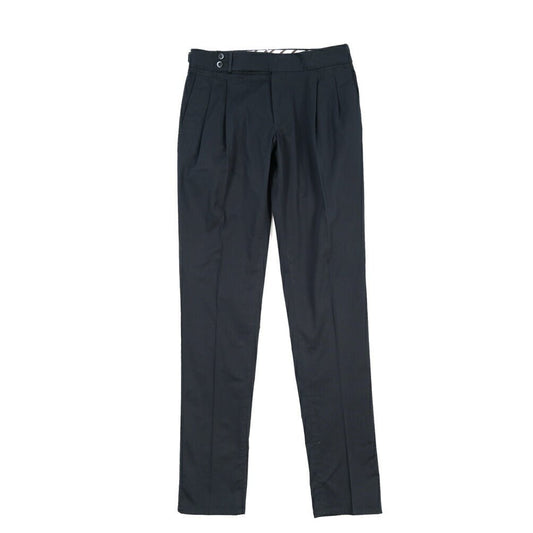 GTA “MAX II” ストレッチコットン ツータックベルトレスパンツ / COMFORT FIT ネイビー 46 | GUARDAROBA MILANO OFFICIAL STORE