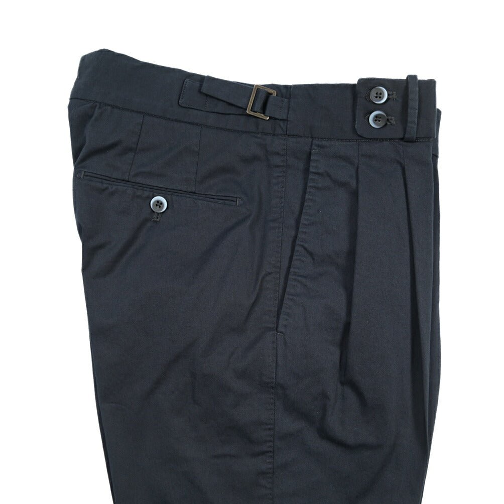 GTA “MAX II” ストレッチコットン ツータックベルトレスパンツ / COMFORT FIT ネイビー 46 | GUARDAROBA MILANO OFFICIAL STORE