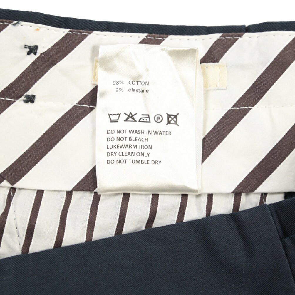 GTA “MAX II” ストレッチコットン ツータックベルトレスパンツ / COMFORT FIT ネイビー 46 | GUARDAROBA MILANO OFFICIAL STORE