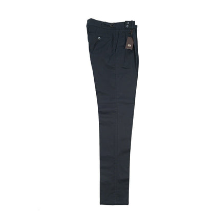 GTA “MAX II” ストレッチコットン ツータックベルトレスパンツ / COMFORT FIT ネイビー 46 | GUARDAROBA MILANO OFFICIAL STORE