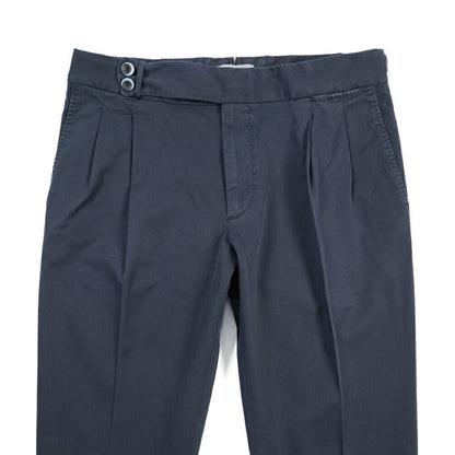 GTA “MAX II” SLIM FIT ストレッチコットン ツータックベルトレスパンツ / SLIM FIT ネイビー 46 | GUARDAROBA MILANO OFFICIAL STORE