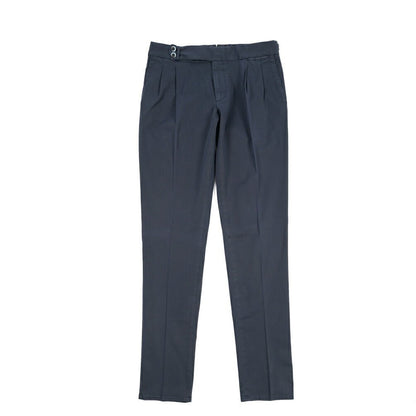 GTA “MAX II” SLIM FIT ストレッチコットン ツータックベルトレスパンツ / SLIM FIT ネイビー 46 | GUARDAROBA MILANO OFFICIAL STORE