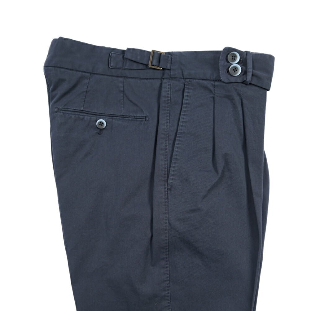 GTA “MAX II” SLIM FIT ストレッチコットン ツータックベルトレスパンツ / SLIM FIT ネイビー 46 | GUARDAROBA MILANO OFFICIAL STORE