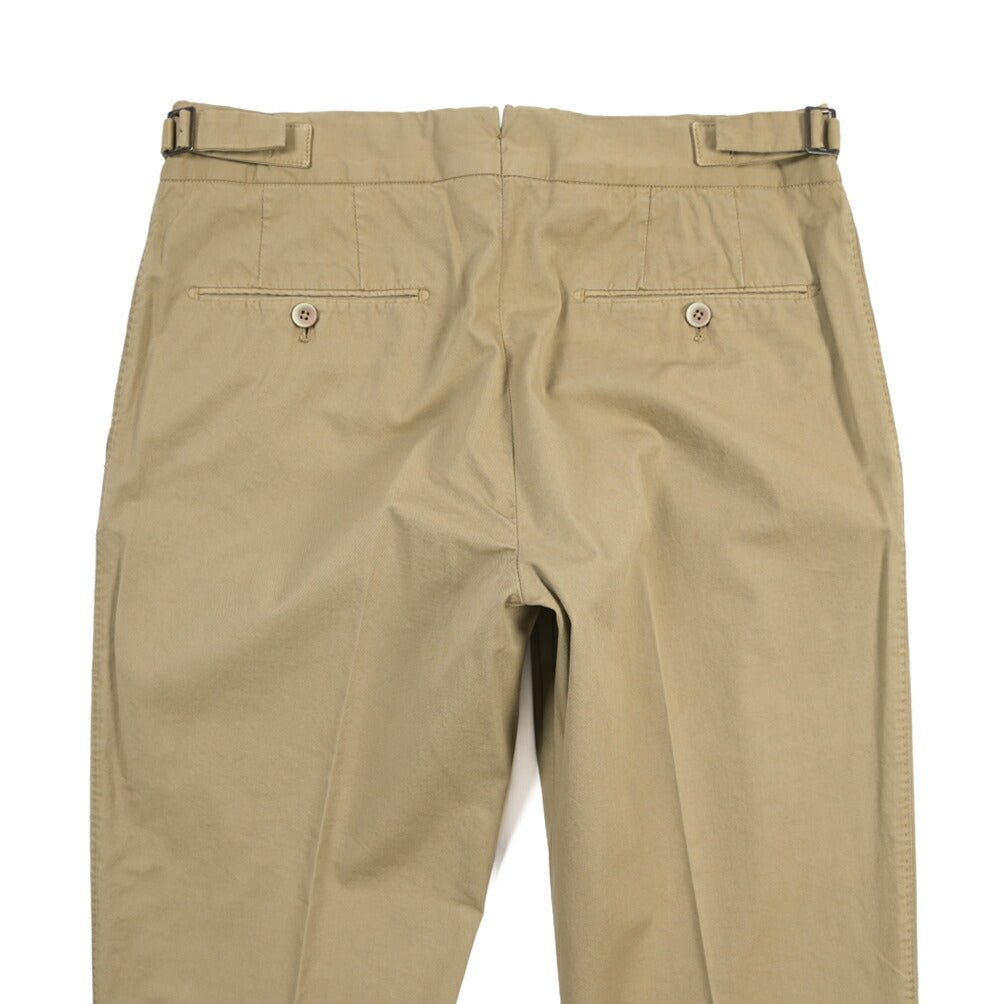 GTA “MAX II” ストレッチコットン ツータックベルトレススラックス / SLIM FIT グレージュ 48 | GUARDAROBA MILANO OFFICIAL STORE